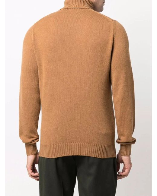 Dell'Oglio Brown Roll-Neck Knitted Jumper for men