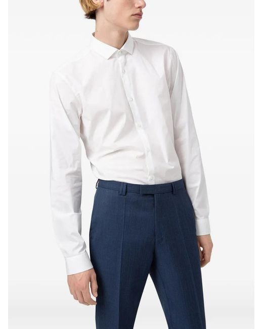 HUGO Blue Slim-Fit Pressed-Crease Trousers for men