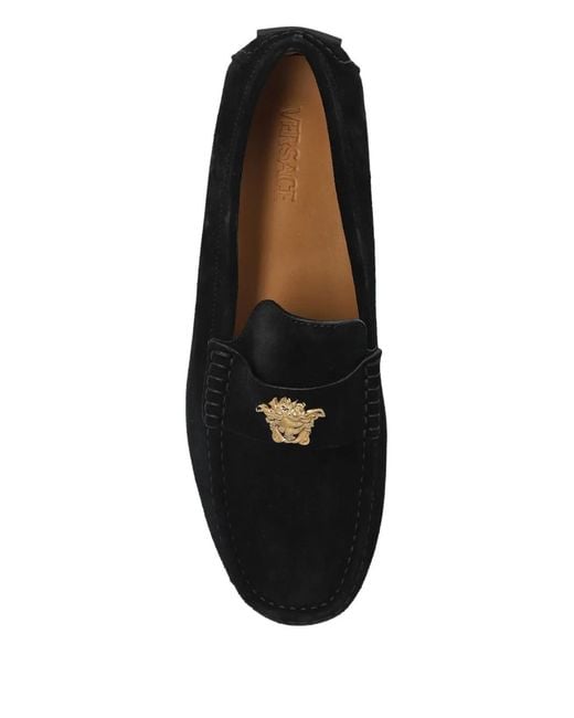 Versace Black Medusa-Plaque Loafers for men