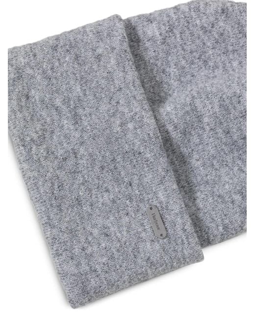 Barbour Gray Logo-Plaque Beanie Hat And Scarf Set