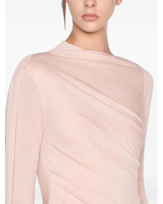 Chats by C.Dam Pink Asymmetrical Draped Maxi Dress