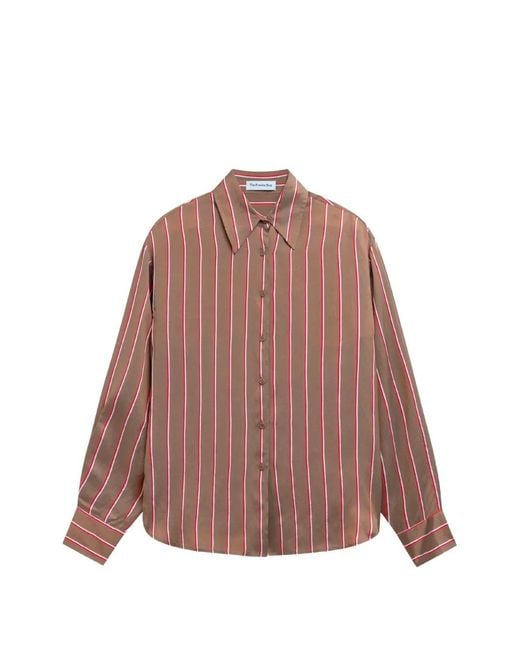 Frankie Shop Brown Striped Buttoned Shirt