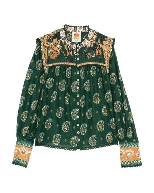Farm Rio Green Tayla Paisley-Print Shirt