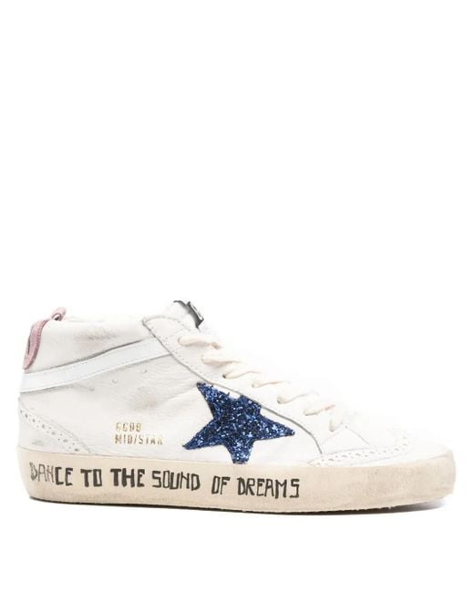 Golden Goose Women's Blue Mid Star Glitter-Star Sneakers
