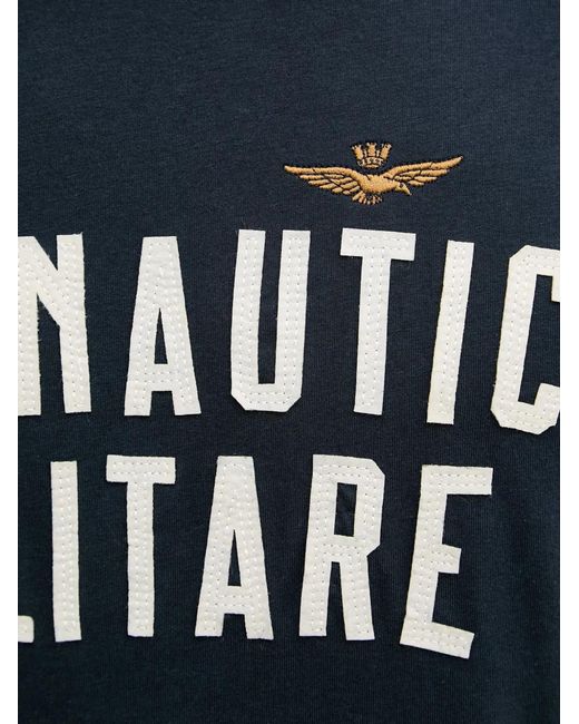 Aeronautica Militare Blue Logo-Print T-Shirt for men