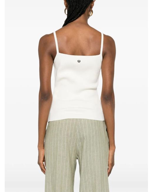 Maje White Square-Neck Ribbed Top