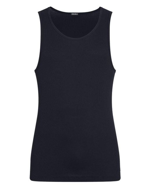 Zegna Blue Appliqué Tank Top for men