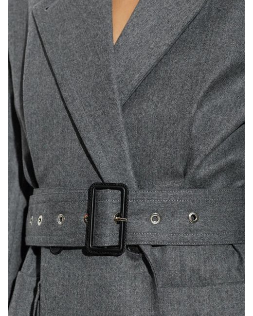 Lanvin Gray Belted Virgin-Wool Blazer