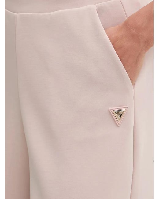 Guess Pink Logo-Plaque Palazzo Pants