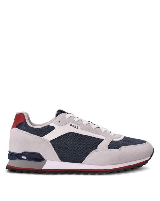 Boss White Panelled Sneakers for men