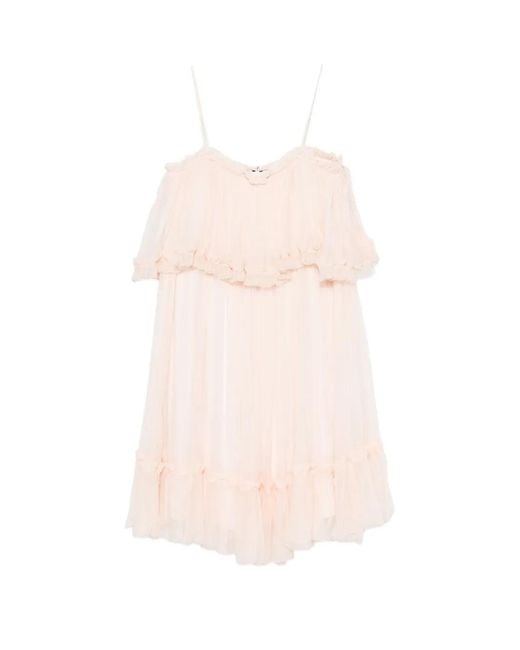 Chloé Pink Ruffled Midi Dress