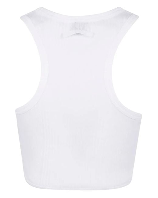 Jean Paul Gaultier White Ribbed-Knit Garter Tank Top