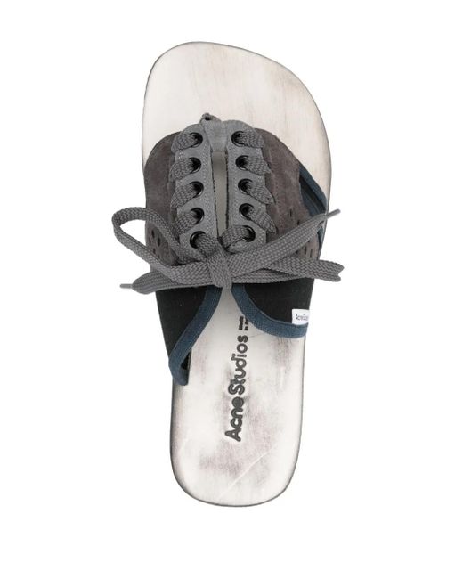 Acne Black Panelled Lace-Up Flip Flops for men