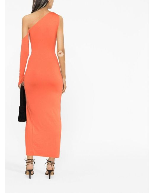 MANURI Orange Asymmetric Midi Dress