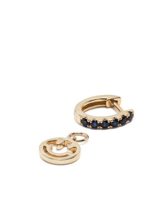 Roxanne First White 14Kt Smiley Sapphire Hoop Earring