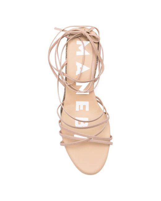 Manebí Pink Leather Lace-Up Wedge Sandals