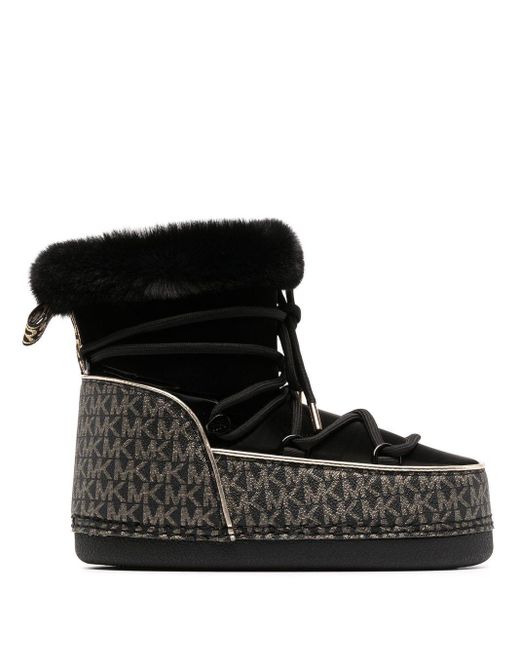 MICHAEL Michael Kors Zelda Metallic Logo Snow Boots in Black Lyst