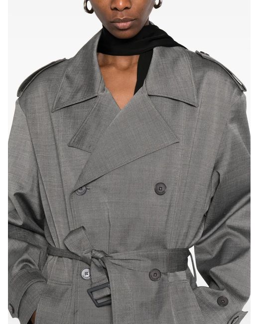 Frankie Shop Gray Double-Breasted Trench Coat