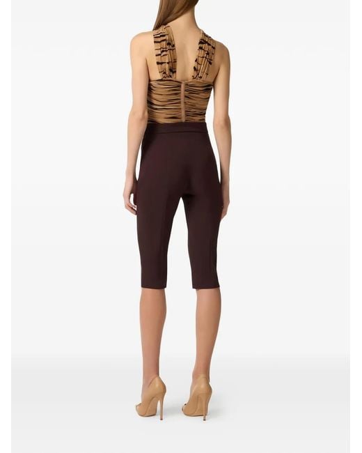 Elisabetta Franchi Natural Jersey Bodysuit With Tiger Print