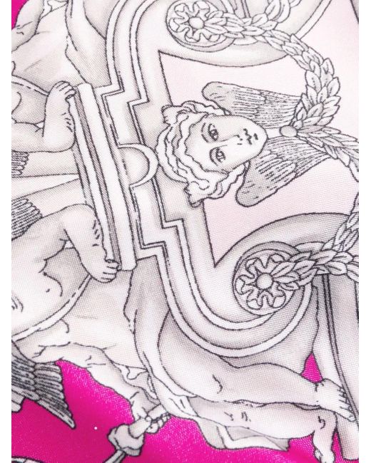 Versace Pink Barocco-Print Cut-Out Midi Dress