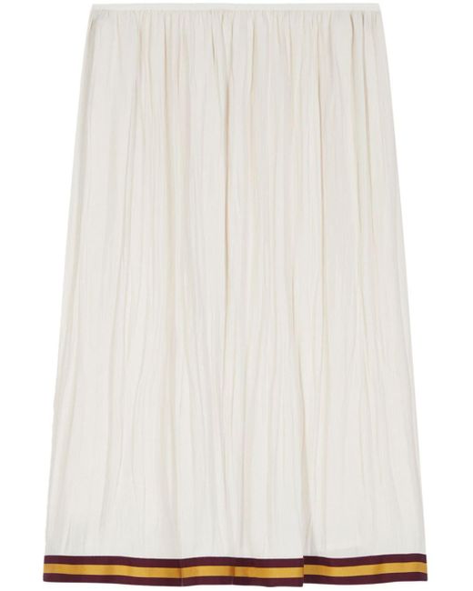 Dries Van Noten White Crushed-pleated Silk Skirt