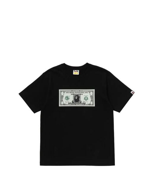 A Bathing Ape Black Dollar-Print T-Shirt for men