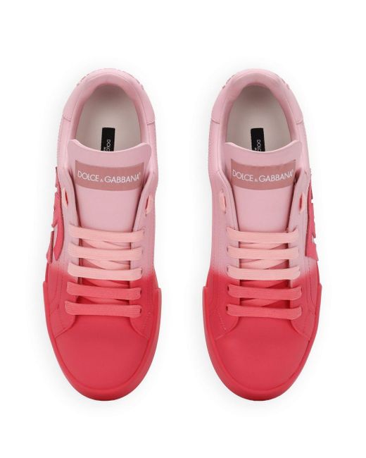 Dolce & Gabbana Portofino Leren Sneakers in het Pink