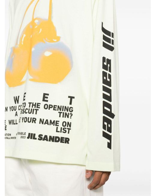 T-shirt Cherry à imprimé graphique Jil Sander pour homme en coloris White
