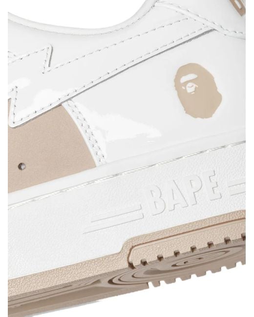 A Bathing Ape White Star-Patch Leather Sneakers for men