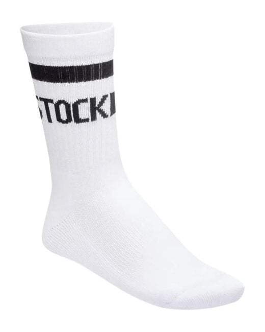 Birkenstock White Stripe-Logo Socks for men