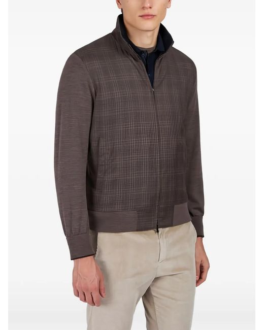 Paul & Shark Brown Checked Wool Lightweight Jacket for men