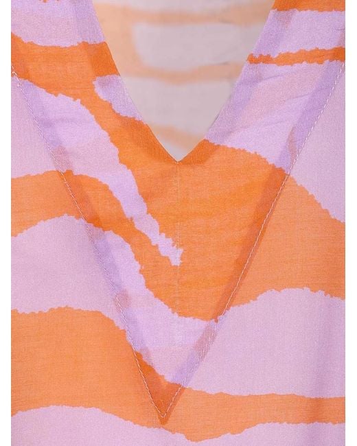 The Attico White Animalier-Print V-Neck Blouse