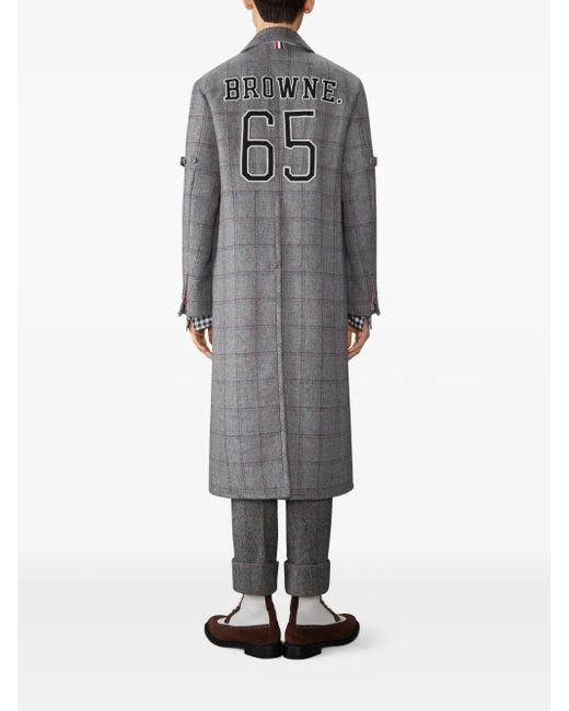 Thom Browne Gray Browne 65 Armband Check Coat for men