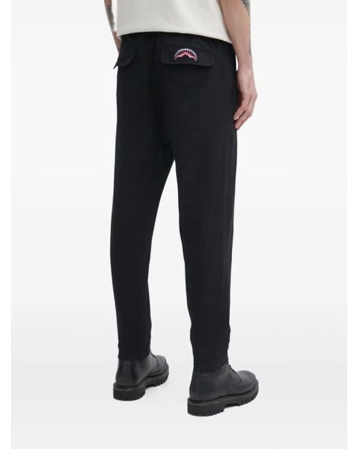 Sprayground Black Shark-Patch Trousers for men
