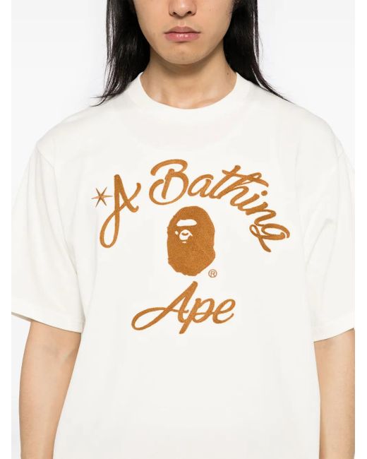A Bathing Ape White Chain Stitch College T-Shirt for men