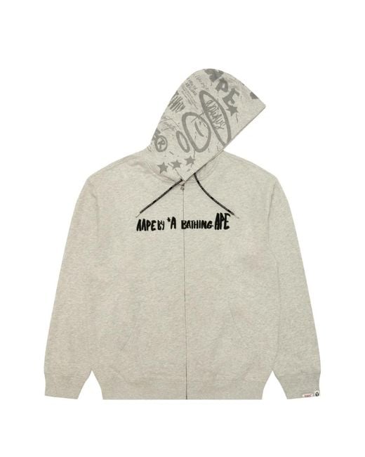 Aape By A Bathing Ape White Aaper Logo-Embroidered Zip-Up Hoodie for men