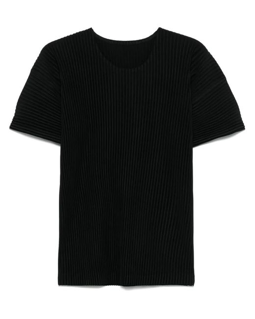 Homme Plissé Issey Miyake Black Plissé-Effect T-Shirt for men