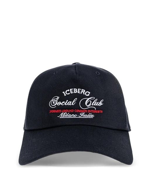 Iceberg Blue Embroidered-Logo Baseball Cap for men