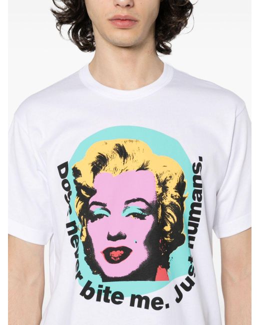 Camiseta con estampado gráfico Comme des Garçons de hombre de color White