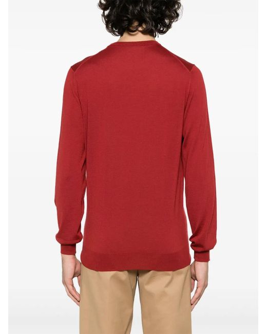 Drumohr Red Round-Neck Merino-Wool Jumper for men