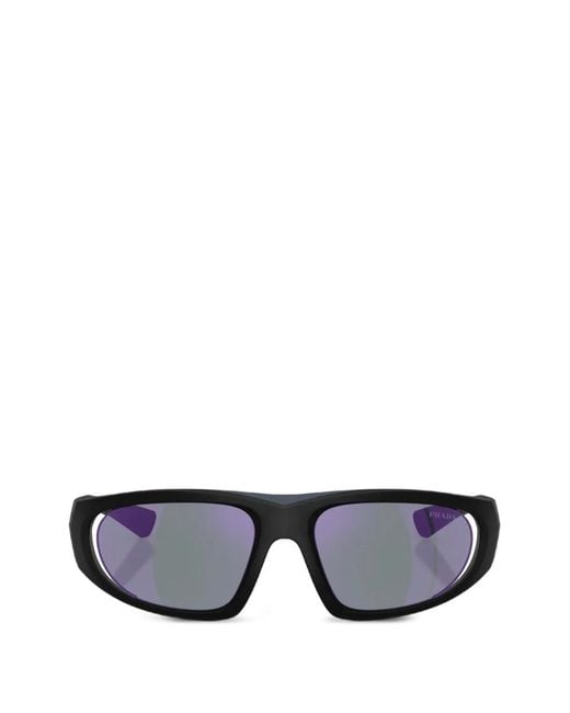 Prada Black Linea Rossa Geometric-Frame Sunglasses for men