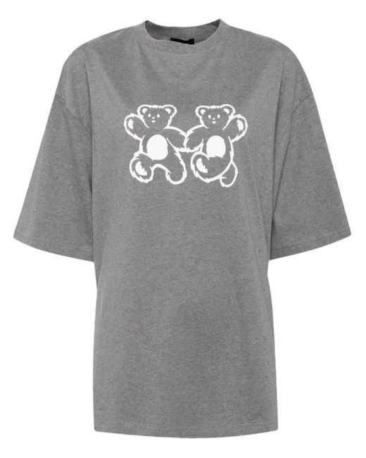 we11done Gray Teddy Twins T-Shirt