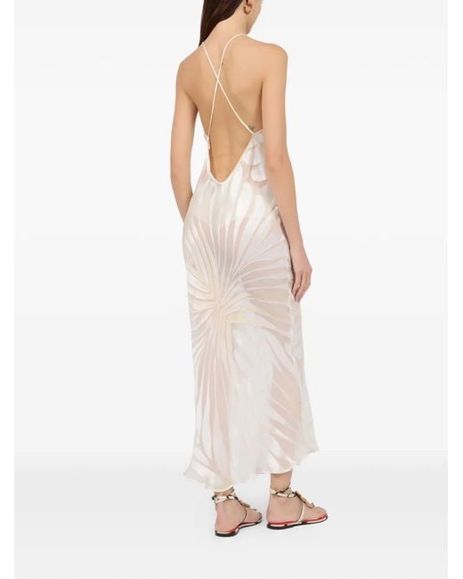 Roberto Cavalli White Devoré-Maxikleid