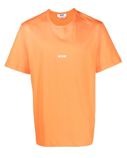 Camiseta con logo estampado MSGM de hombre de color Orange
