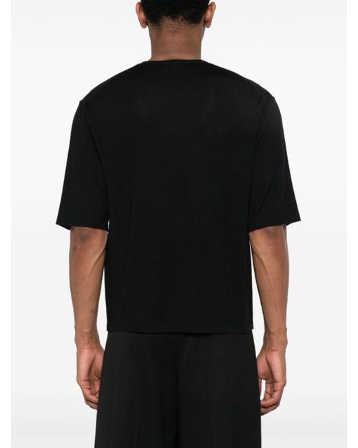 Saint Laurent Black Straight-hem Knitted T-shirt for men