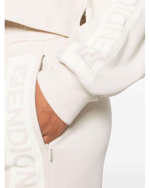 Pantalon de jogging en coton à logo imprimé Fendi en coloris White