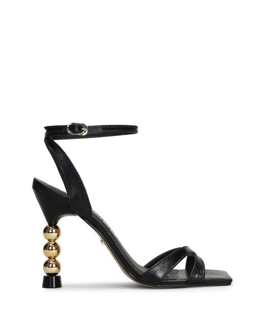 Werner Black Beaded-Heel Crossover-Strap Sandals
