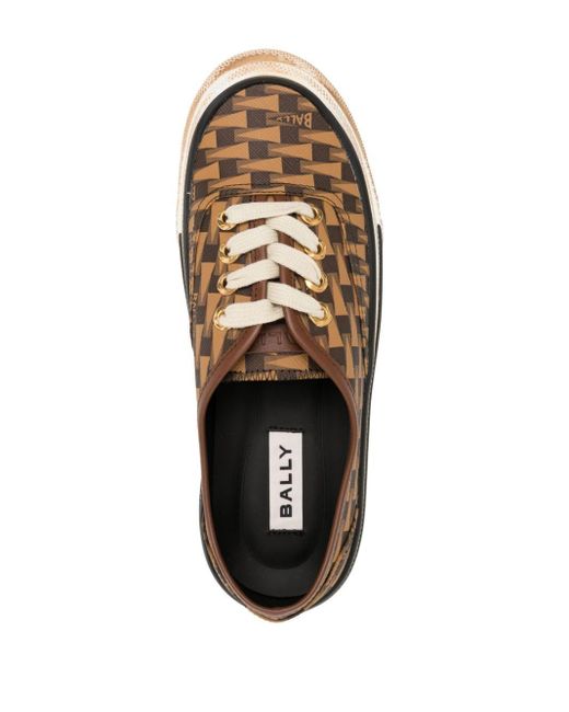 Bally Brown Lyder Graphic-print Leather Sneakers