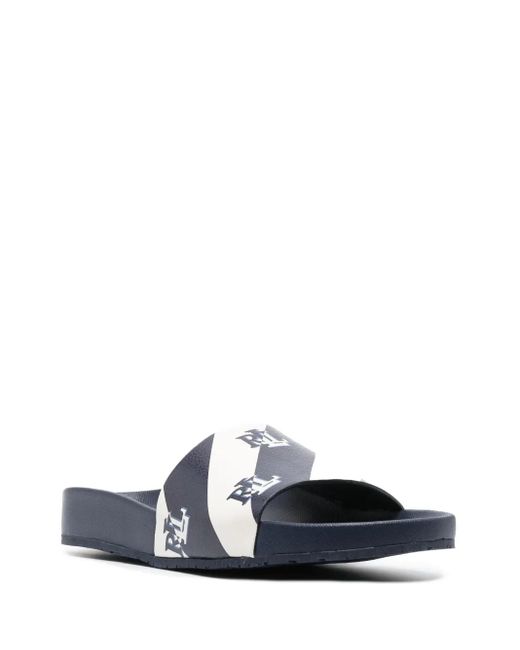 Ralph Lauren White Audrina Logo-print Slides