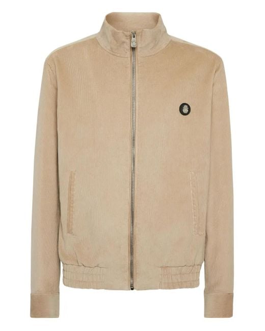 Billionaire Natural Corduroy Zip-Up Bomber Jacket for men